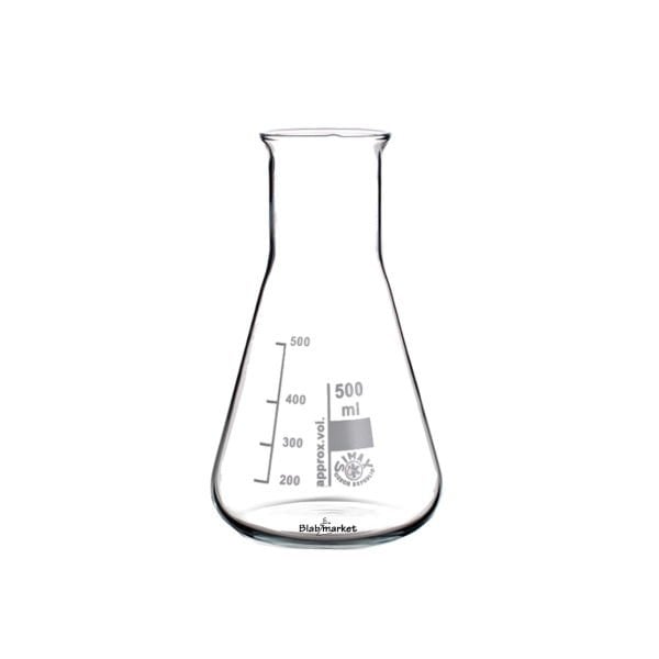 Simax Cam Erlen 500 ml - Erlenmeyer Flask Geniş Boyunlu - 10 Adet Toptan