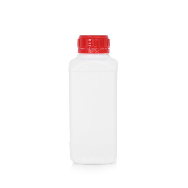 Borox Plastik Kare Şişe 1000ml - Kırmızı Kapaklı Şişe 50Adet