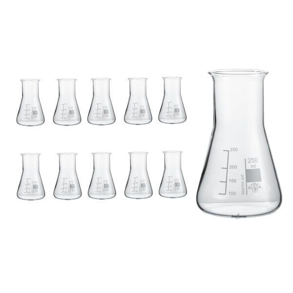 Simax Cam Erlen 250 ml - Erlenmeyer Flask Geniş Boyunlu - 10 Adet Toptan