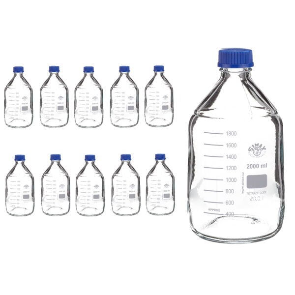 Simax Cam Otoklav Şişe 2000 ml - Vida Kapaklı Boş Şişe - 10 Adet Toptan