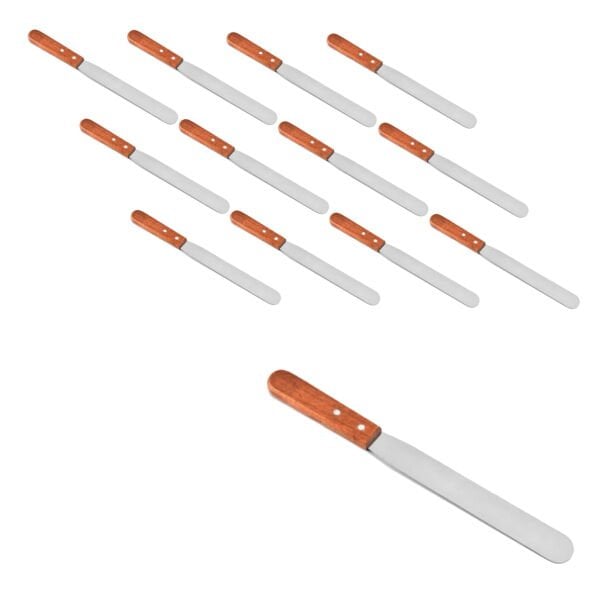 Borox Tahta Saplı Spatül Bıçak 23cm - Paslanmaz Spatula 12li