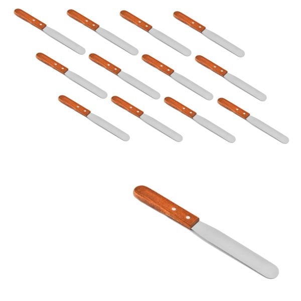 Borox Tahta Saplı Spatül Bıçak 20cm - Paslanmaz Spatula 12li