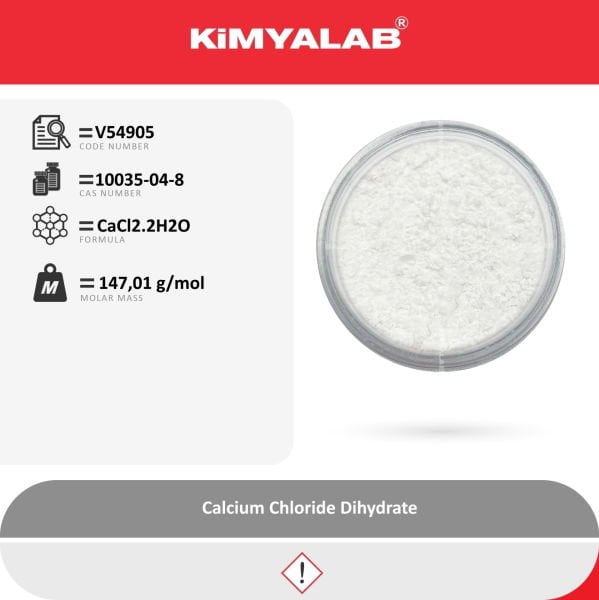 Kimyalab Kalsiyum Klorür 1 kg Toz - Farma Kalite - Calcium Chloride Dihydrate