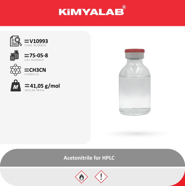 Kimyalab Asetonitril 1 Litre - Acetonitrile Reag Ph Eur for HPLC ACS