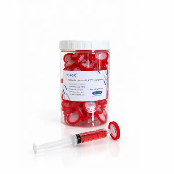 Borox Şırınga Filtre PTFE - Non Steril 0.45µm - Kırmızı - 100 Adet