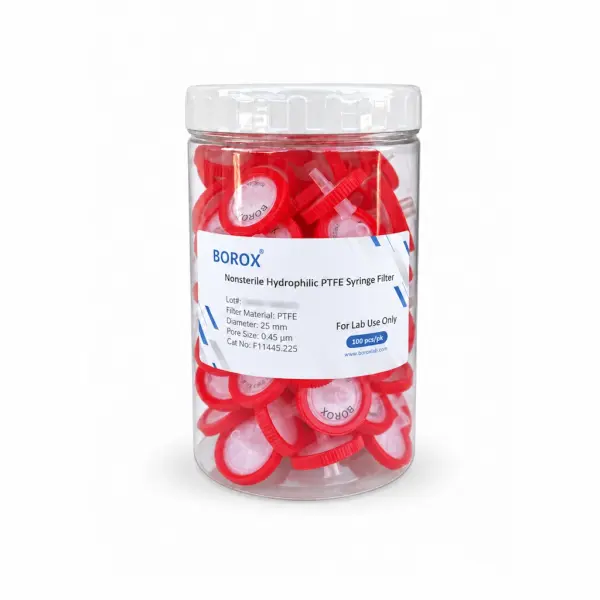 Borox Şırınga Filtre PTFE - Non Steril 0.45µm - Kırmızı - 100 Adet