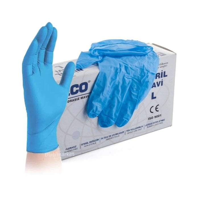 Nitril Eldiven Mavi - L Beden - Çok Amaçlı - Pudrasız