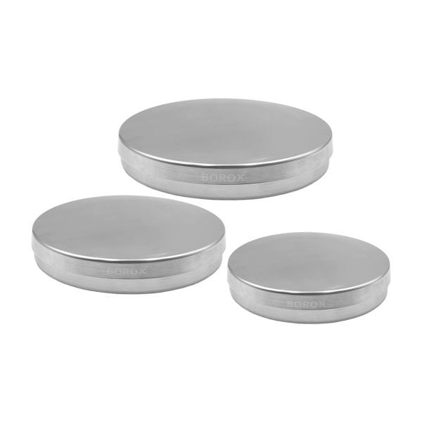 Borox Paslanmaz Çelik Petri Kabı - Petri Kutusu Kapaklı - 3 Farklı Boyut Set