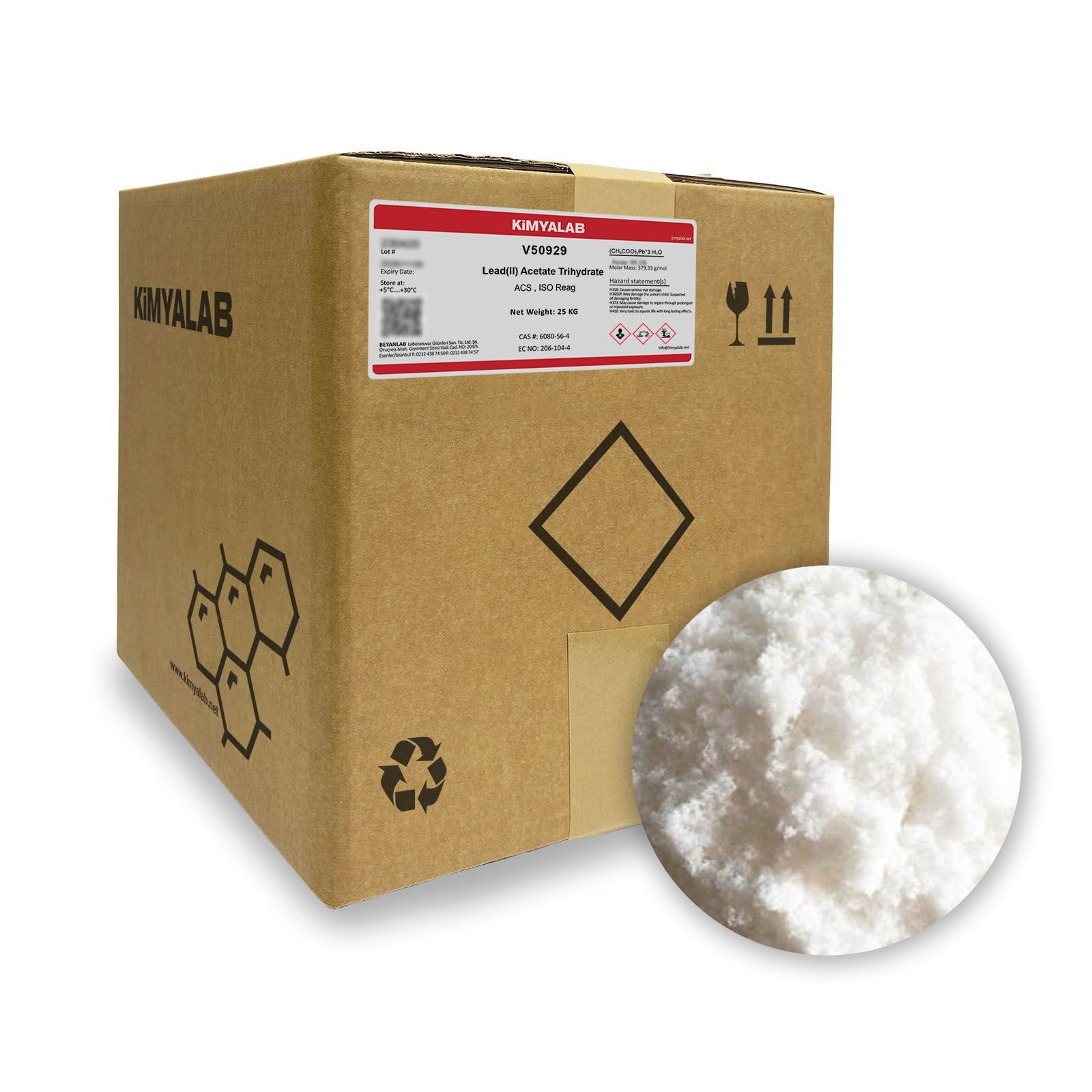 Kimyalab Kurşun Asetat - Lead II Acetate Trihydrate 25 Kg-Koli Toptan