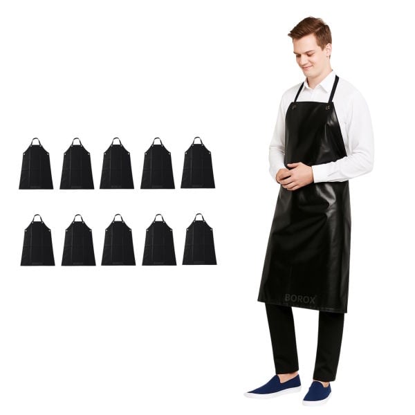 Borox Asit ve Kimyasal Önlüğü - PVC Önlük Su Geçirmez Siyah - 10 Adet Toptan