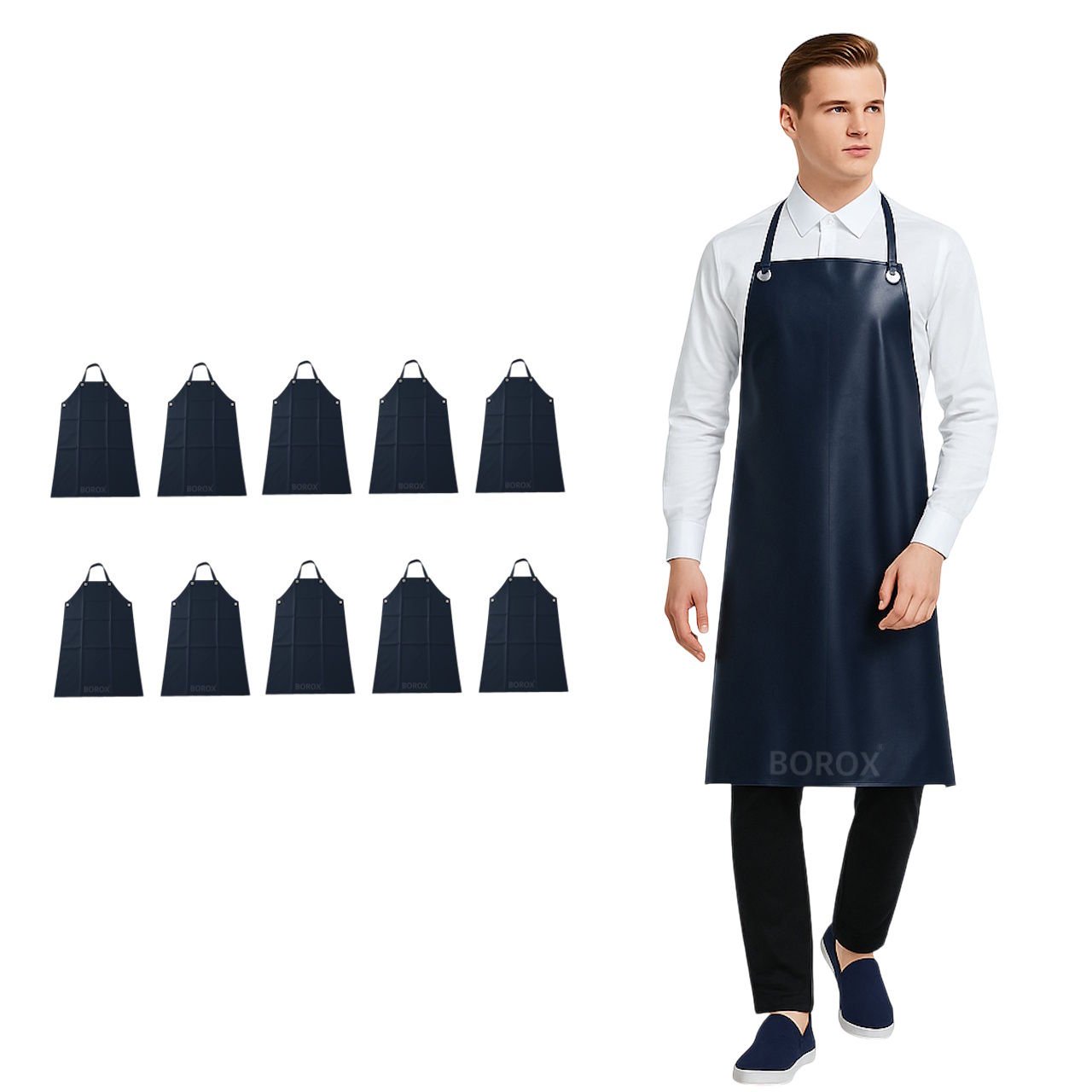 Borox Asit ve Kimyasal Önlüğü PVC Önlük Su Geçirmez Lacivert - 10 Adet Toptan