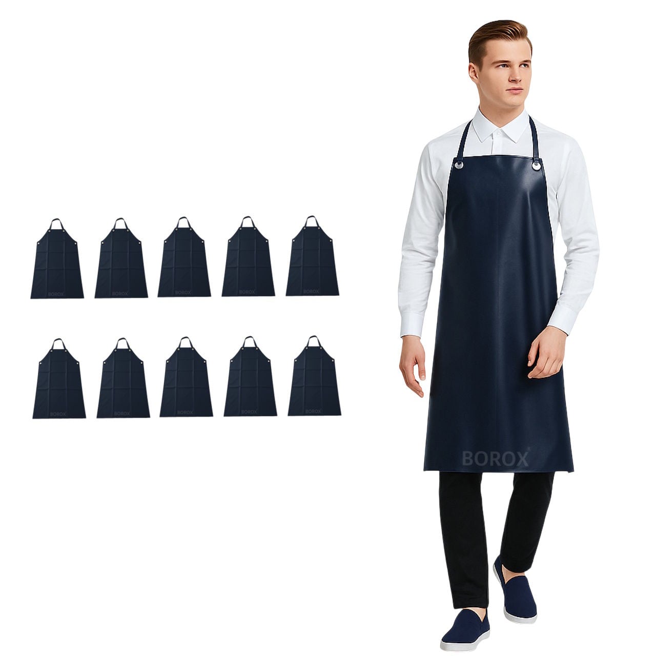 Borox Asit ve Kimyasal Önlüğü PVC Önlük Su Geçirmez Lacivert - 10 Adet Toptan