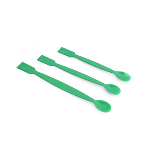 Borox Spatül 20cm Yeşil - Plastik Laboratuvar Kaşığı 12 Adet