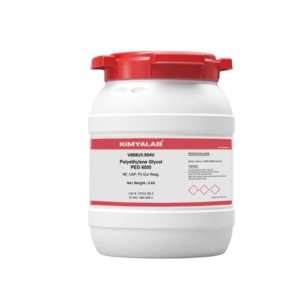 Kimyalab Polietilen Glikol - Payet - Polietilen Glikol 6000 - Polyethylene Glycol PEG 6000 - 4 Kg-HDPE Varil