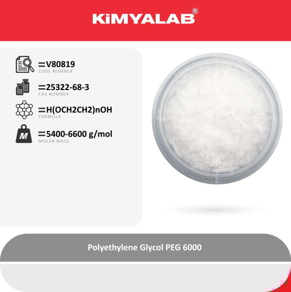 Kimyalab Polietilen Glikol - Payet - Polietilen Glikol 6000 - Polyethylene Glycol PEG 6000 - 4 Kg-HDPE Varil