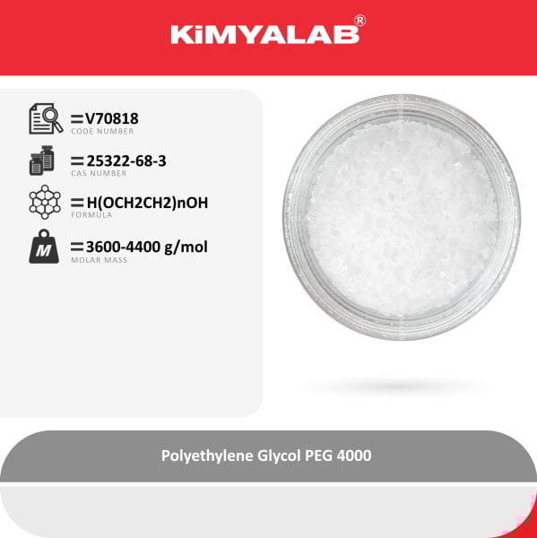 Kimyalab Polietilen Glikol - Payet - Polietilen Glikol 4000 - Polyethylene Glycol PEG 4000 - 25Kg-Koli Toptan