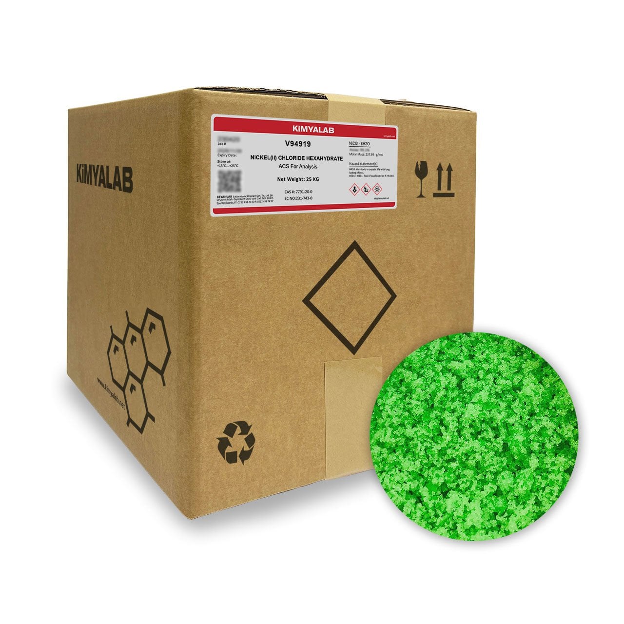 Kimyalab Nikel II Klorür - Nickel (II) Chloride Hexahydrate 25 Kg-Koli Toptan