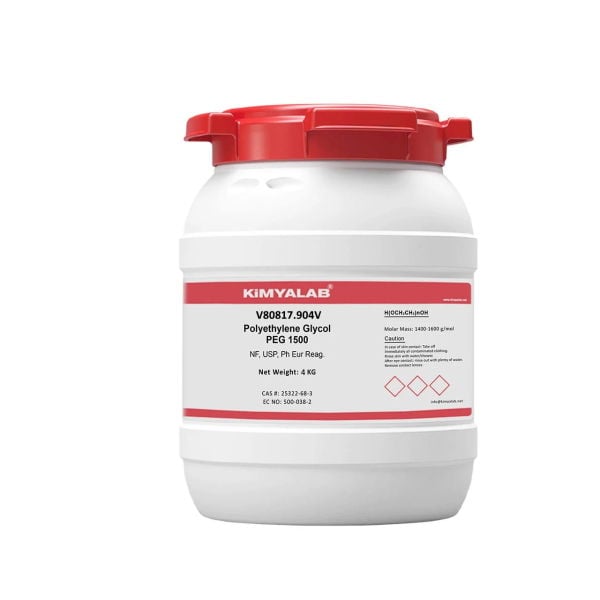 Kimyalab Polietilen Glikol - Payet - Polietilen Glikol 1500 - Polyethylene Glycol PEG 1500 - 4Kg-HDPE Varil