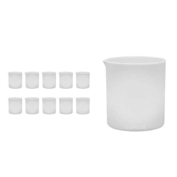 Teflon Beher 100 ml - PTFE Isıya Dayanıklı Beaker - 10 Adet