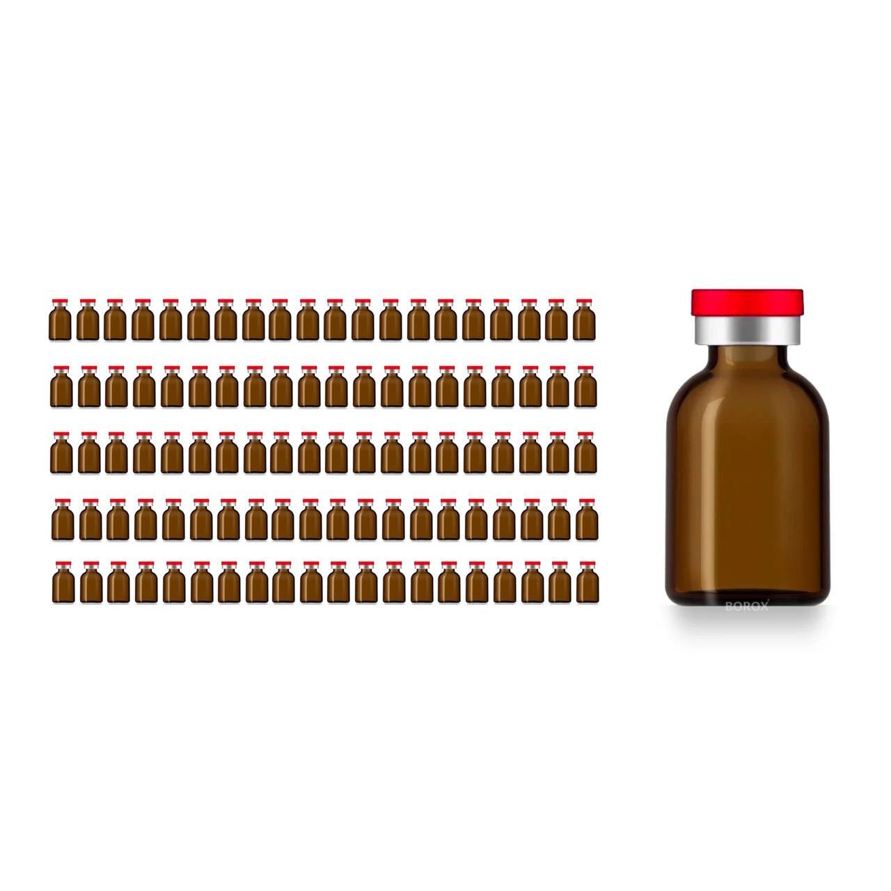 Borox Kapaklı Tıpalı Amber Cam Şişe 25ml - Flakon Şişe - 100 Adet Toptan