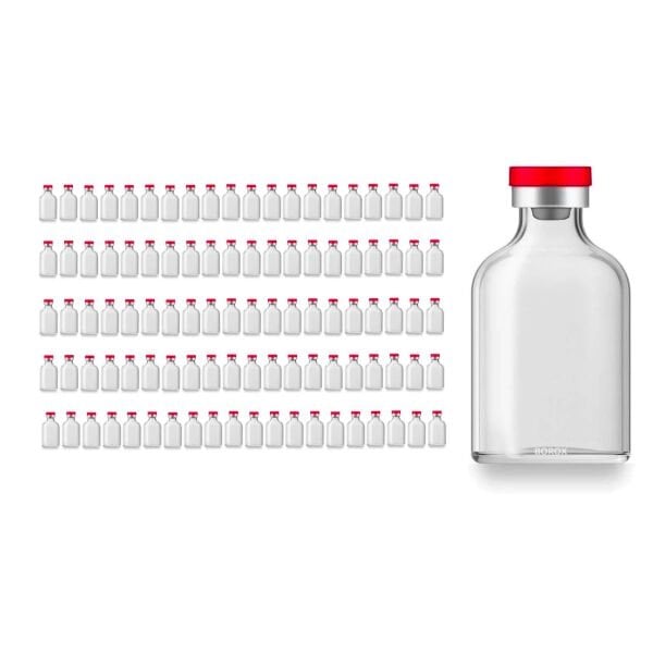 Borox Kapaklı Tıpalı Cam Şişe 50ml - Flakon Şişe 50cc - 100 Adet Toptan