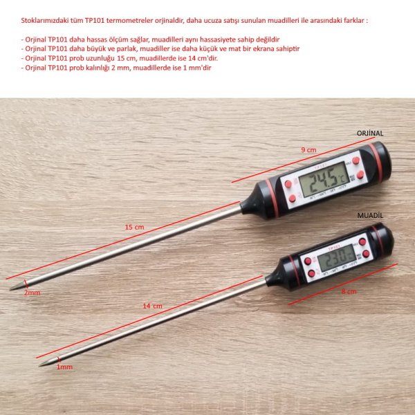 Dijital Termometre TP101 -50-300C - Gıda Termometresi 50Adet