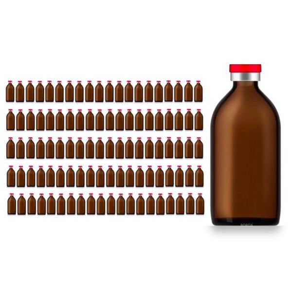 Borox Kapaklı Tıpalı Amber Cam Şişe 100ml - Flakon Şişe - 100 Adet Toptan