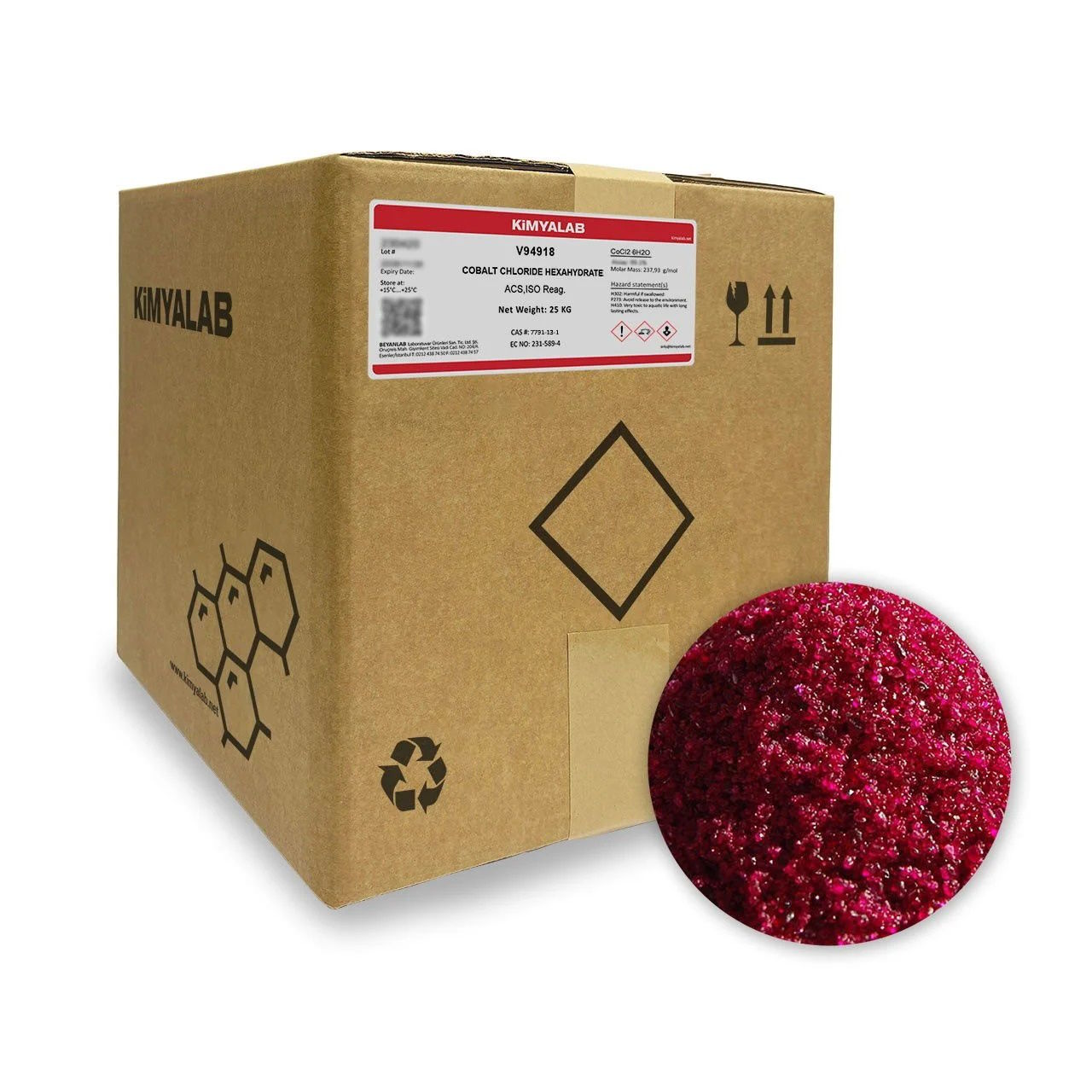 Kimyalab Kobalt Klorür - Cobalt II Chloride Hexahydrate 25 Kg-Koli Toptan