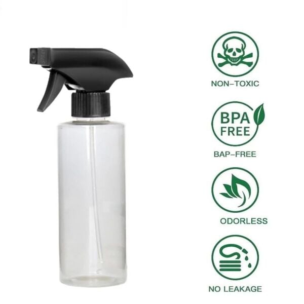 Borox Plastik Sprey Şişesi 400 ml - Şeffaf PP Spreyli Şişe - 50 Adet Toptan