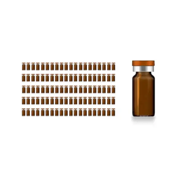 Borox Kapaklı Tıpalı Amber Cam Şişe 10ml - Crimp Vial ND20 - Dibi Düz - 100 Adet/Paket