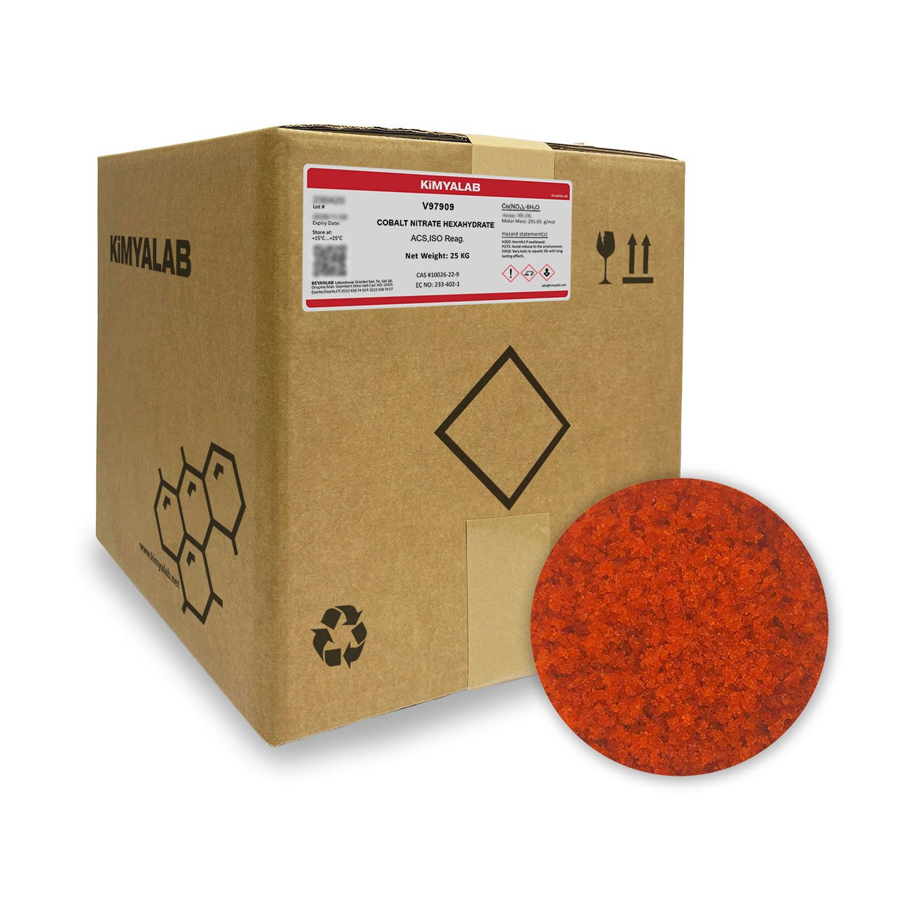 Kimyalab Kobalt Nitrat - Cobalt II Nitrate Hexahydrate 25 Kg-Koli Toptan