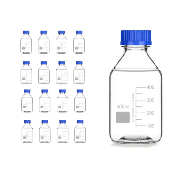 Borox Cam Şişe 500 ml - Vida Kapaklı Numune Şişesi - Otoklav Şişe - 16 Adet Toptan