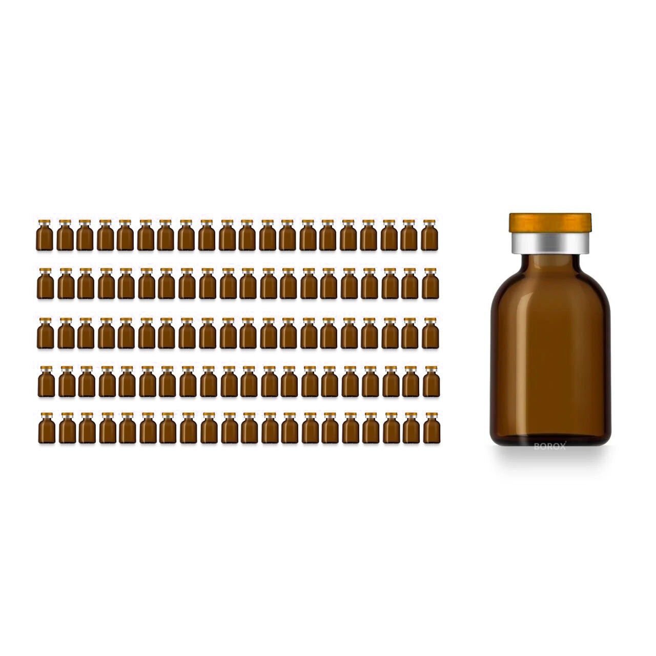 Borox Kapaklı Tıpalı Amber Cam Şişe 25ml - Flakon Şişe - 100 Adet Toptan