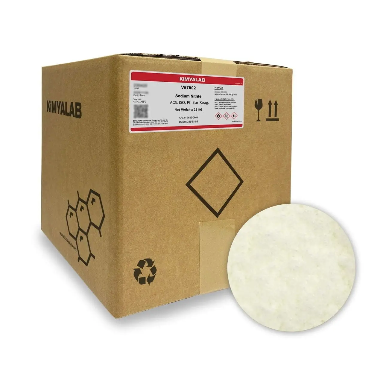 Kimyalab Sodyum Nitrit - Sodium Nitrite E250 - 25 Kg-Koli Toptan