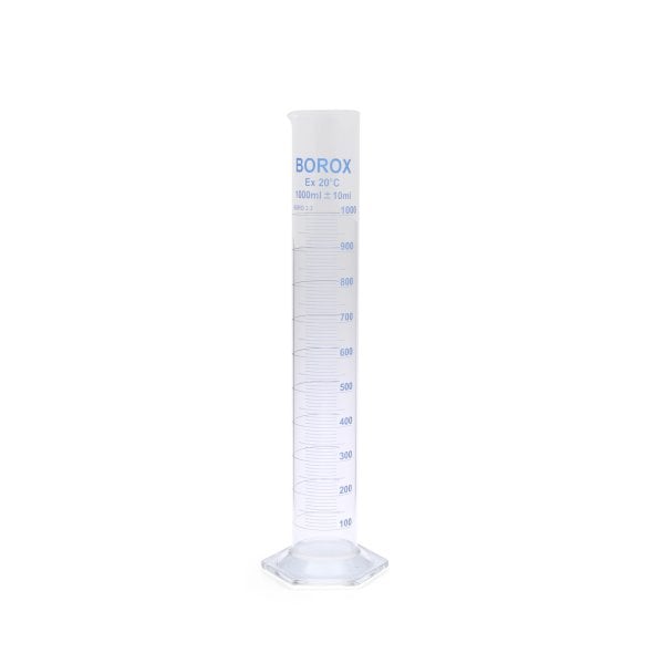 Borox Cam Mezür 1000ml - Dereceli Silindir Mavi Skala 10Adet Toptan