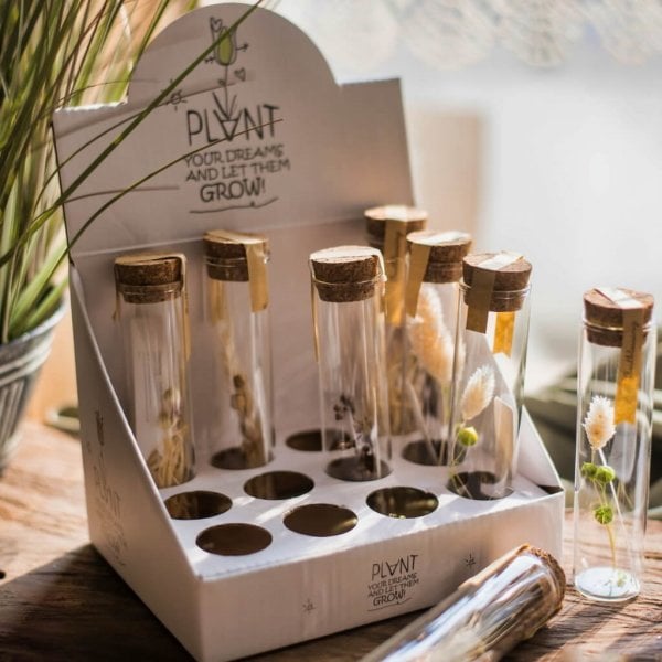 Borox Cam Deney Tüpü 25 ml - Mantar Tıpalı Dibi Düz Tüp Şişe