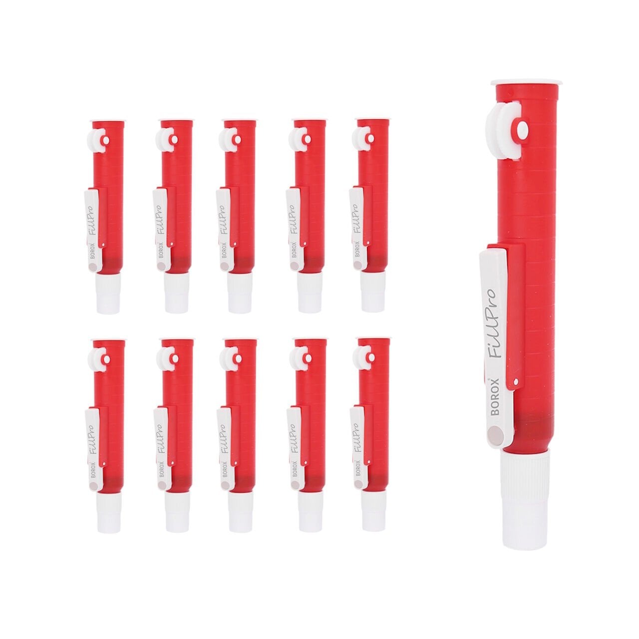 Borox FillPro Pipet Pompası 25 ml - Pipet Puarı - Pi-Pump - Kırmızı - 10 Adet Toptan