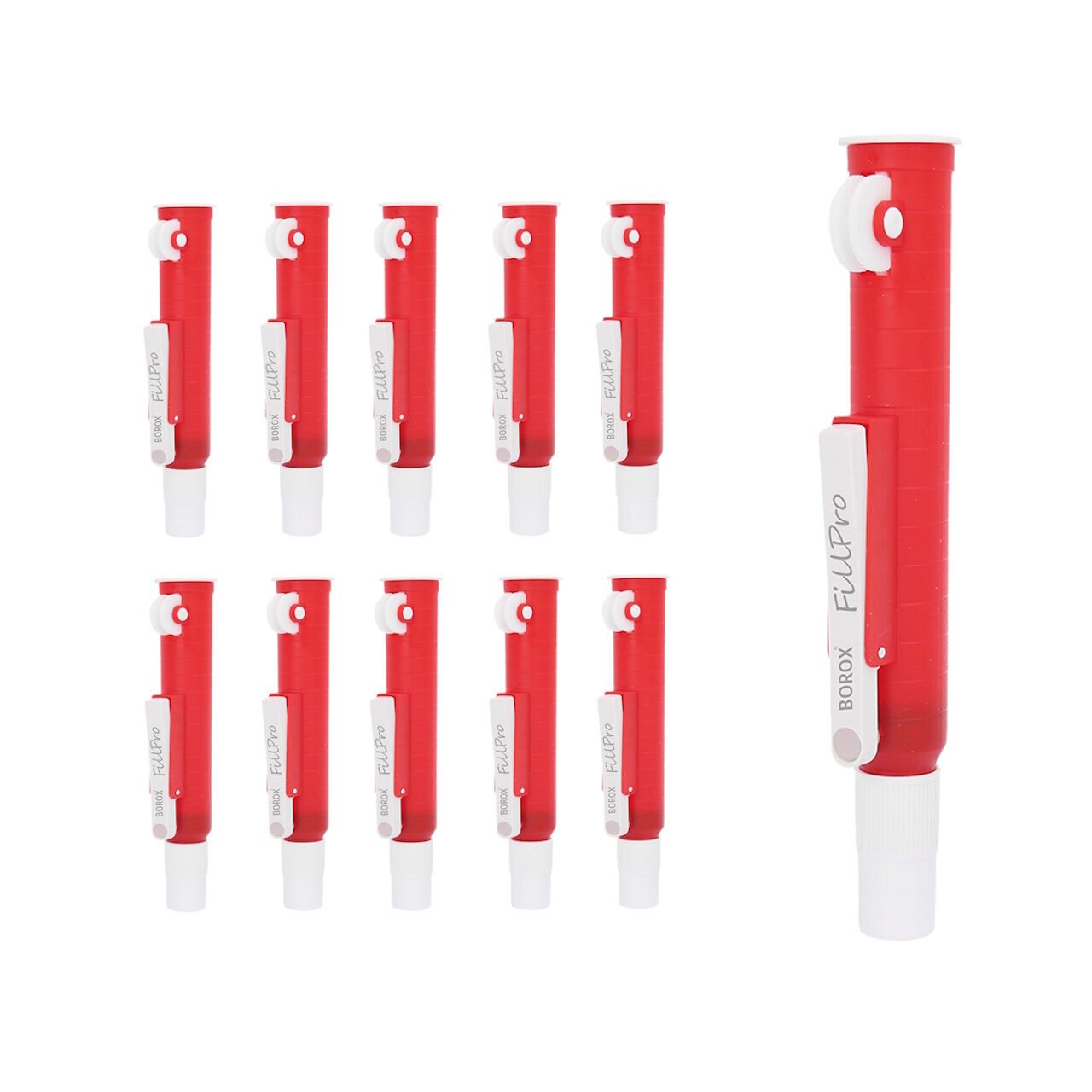 Borox FillPro Pipet Pompası 25 ml - Pipet Puarı - Pi-Pump - Kırmızı - 10 Adet Toptan
