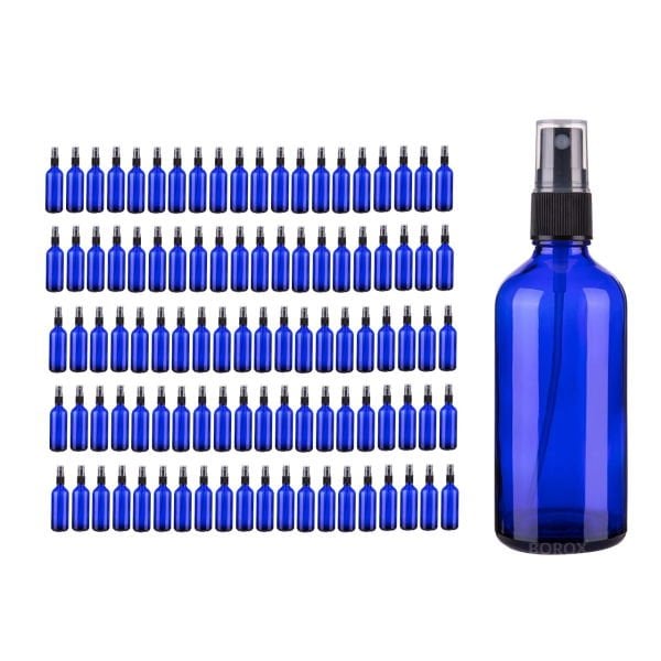 Borox Mavi Cam Sprey Şişesi 100 ml - Spreyli Kolonya Şişe - 100 Adet Toptan