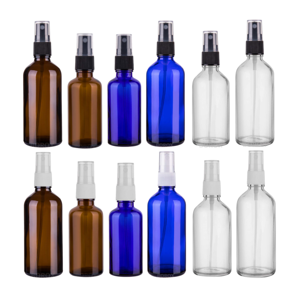 Borox Mavi Cam Sprey Şişesi 100 ml - Spreyli Kolonya Şişe - 100 Adet Toptan