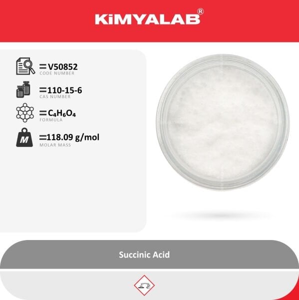 Kimyalab Süksinik Asit - Succinic Acid - 5 Kg-HDPE Varil