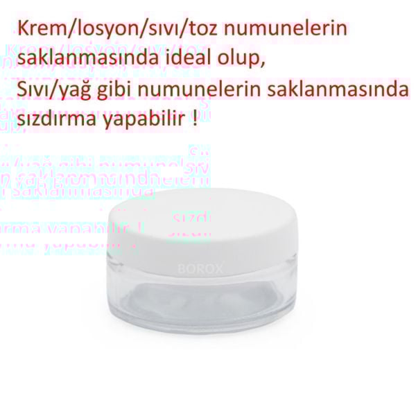 Borox Cam Şişe 50 ml - Krem Kavanoz 50 cc Kapaklı Şişe - 100 Adet Toptan