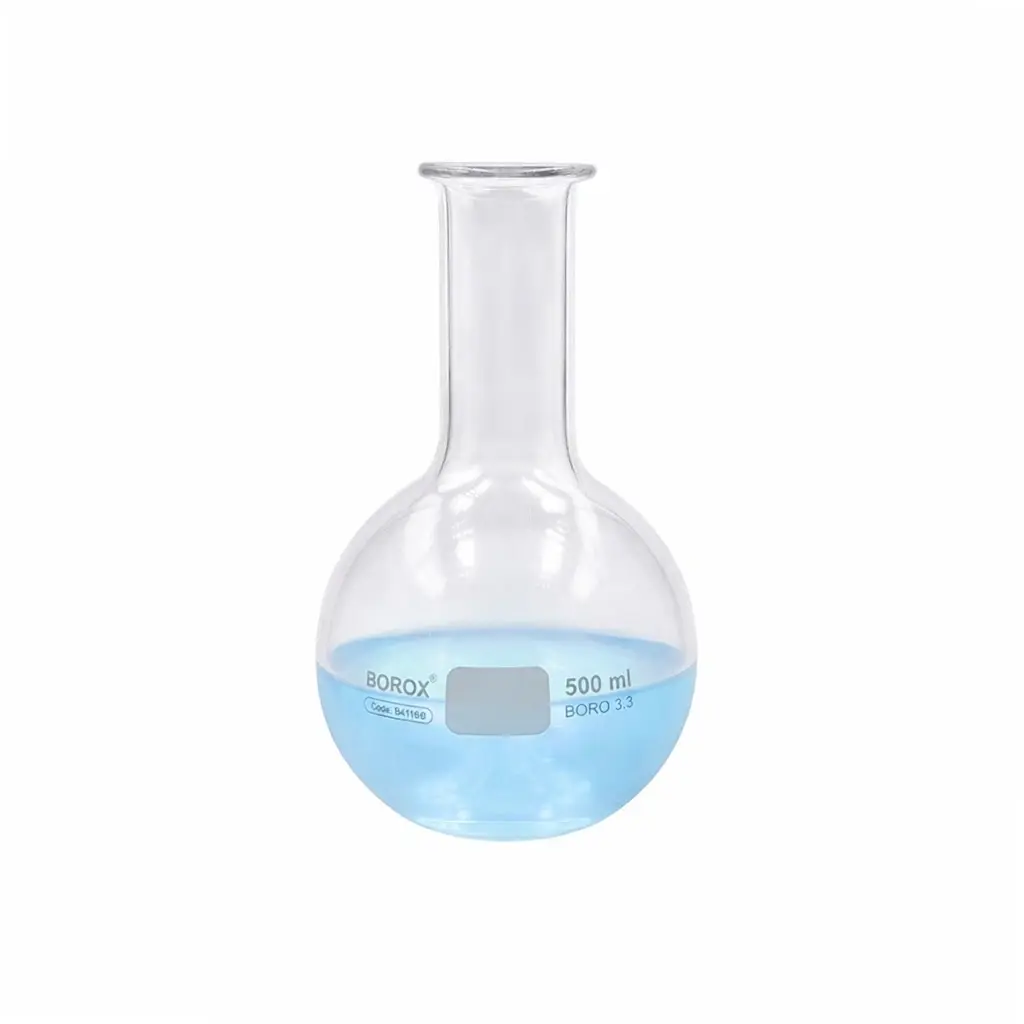 Borox Cam Balon 500 ml - Dibi Yuvarlak - Şilifsiz Deney Balonu