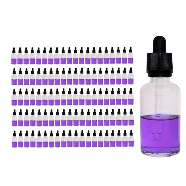 Borox Cam Damlatma Şişe 50 ml - Damlalıklı Şişe 50cc Kilit Kapaklı - Bastır Aç Kapak - 100 Adet Toptan