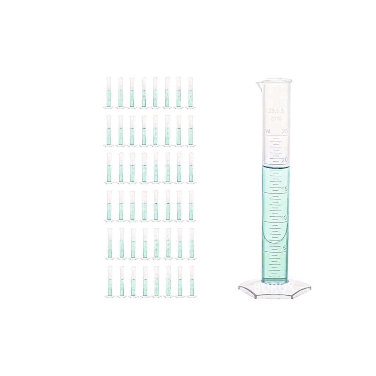 Borox Plastik Mezür 25 ml - Uzun form Kabartma Skala 48 Adet Toptan