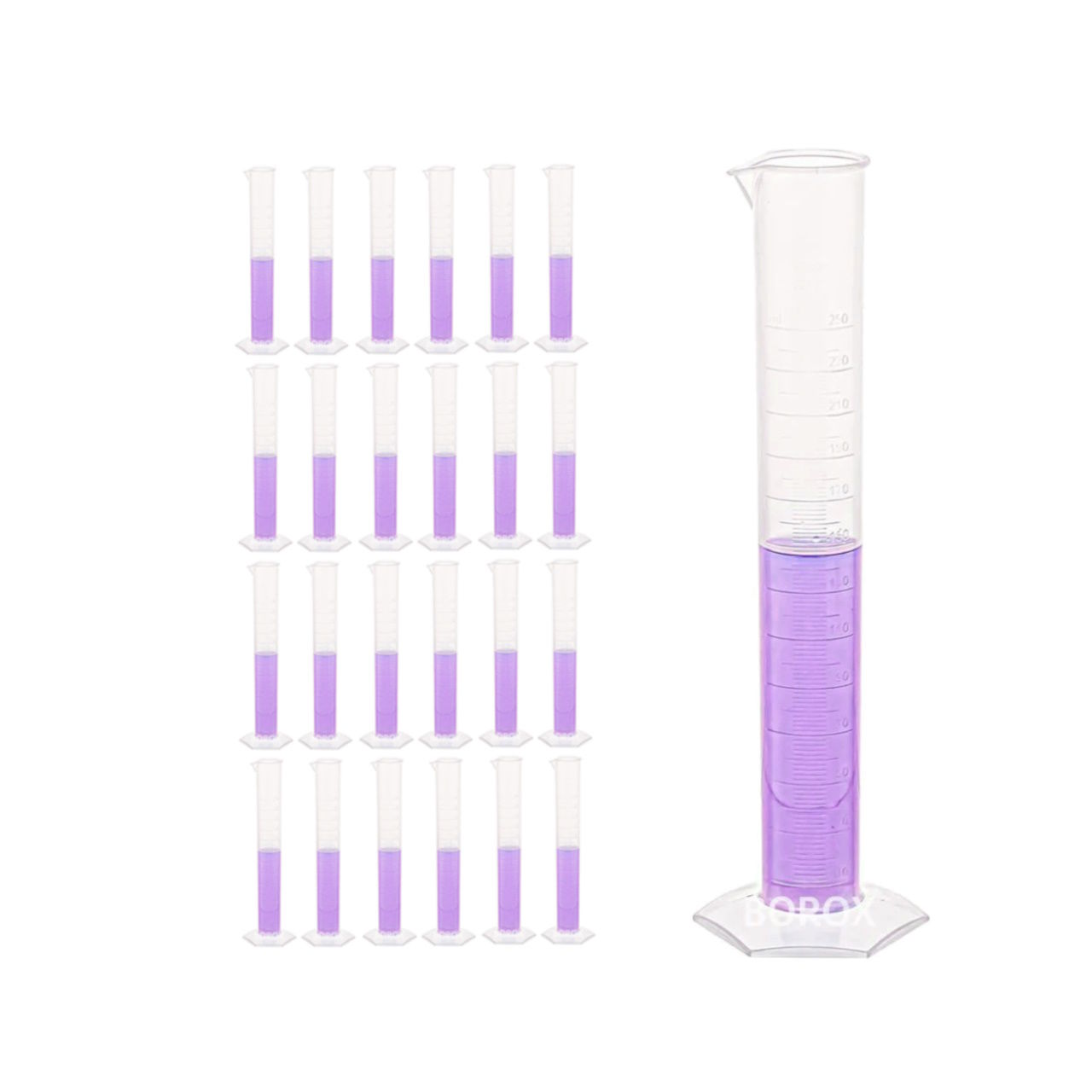 Borox Plastik Mezür 250ml - Uzun form Kabartma Skala 24 Adet Toptan