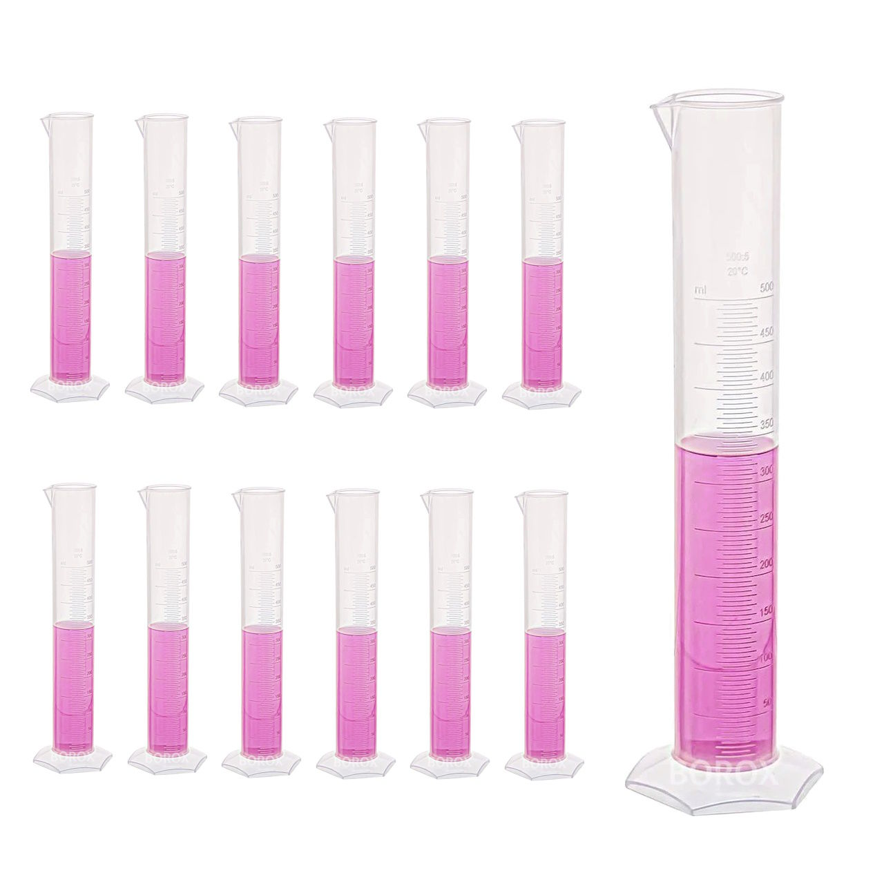 Borox Plastik Mezür 500ml - Uzun form Kabartma Skala 12 Adet Toptan