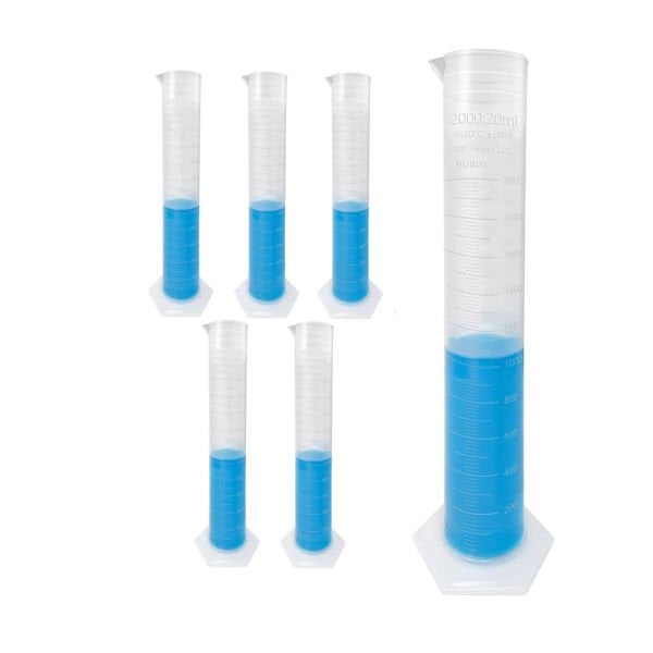 Borox Plastik Mezür 2000ml - Uzun form Kabartma Skala 5 Adet Toptan