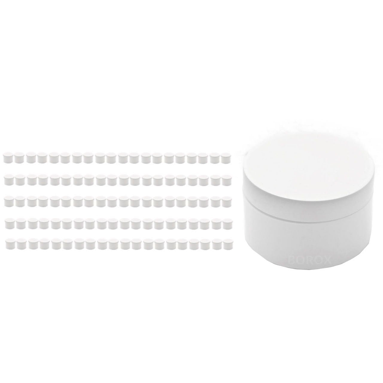 Beyaz Numune Kabı 300ml - Plastik Kapaklı Kutu 300 cc - 100 Adet Toptan