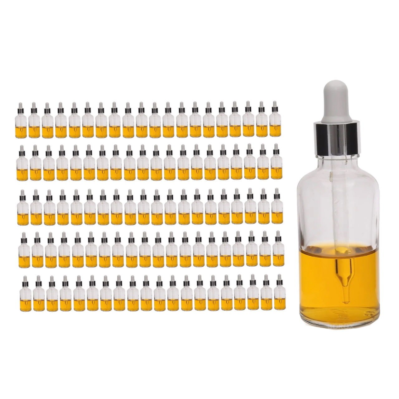 Borox Cam Damlatma Şişe 50 ml - Damlalıklı Şişe 50cc Kapaklı - 100 Adet Toptan